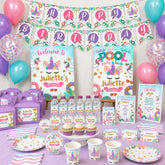 Unicorn Pool Party Birthday Bundle, Editable Summer Printable Kit (Digital Download)
