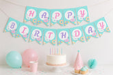 Pool Birthday Party Banner, Editable Flamingo Unicorn Theme (Digital Item)