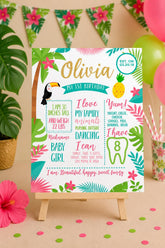 Editable Luau Birthday Board, Hawaiian Party Decorations (Digital Download)
