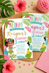 Luau Birthday Invitation with Photo, Personalized Tropical Party (Digital Invitation)