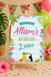 Editable Luau Welcome Sign, Tropical Birthday Party (Instant Download)