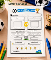 World Cup Printable Activity Sheet, Soccer Match Tracker, Party Game (Digital Download)
