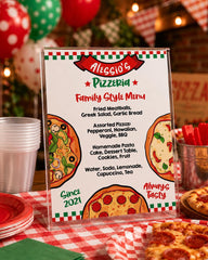 Pizza Birthday Party Menu Sign, Editable Restaurant Menu (Instant Download)