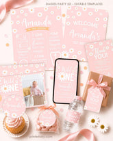 Daisy 1st Birthday Party Kit Instant Download | Editable Templates | Invitation Sign Tags and more