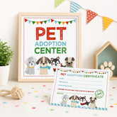 Puppy Adoption Party Prints, Pet Adoption Certificate (Digital files)