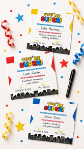 Superhero Certificate Printable, You're Super Award Kids Birthday Party, Instant Download