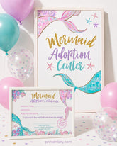 Mermaid Adoption Certificate and Sign Editable Templates, Digital Designs (Instant Download)