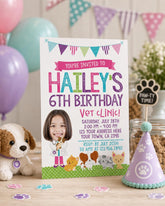 Puppies and Kitties Birthday Invitation, Vet Clinic, Photo (Digital)