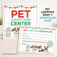 Puppy Adoption Party Prints, Pet Adoption Certificate (Digital files)
