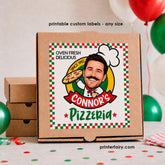 Pizza Box Label, Personalized for Any Age (Digital Download)