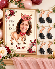 Custom Photo Pin the Tail on the Donkey Game – Cowgirl Western Party