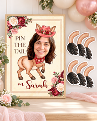 Custom Photo Pin the Tail on the Donkey Game – Cowgirl Western Party