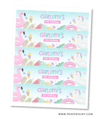 Pool Birthday Party Water Bottle Label