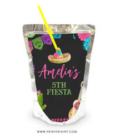 Fiesta Birthday Party Drink Pouch Label