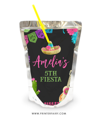 Fiesta Birthday Party Drink Pouch Label