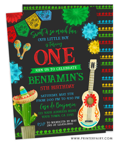Fiesta First Birthday Party Invitation
