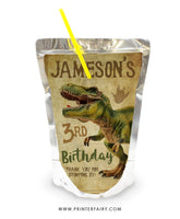 Dinosaur Birthday Party Drink Pouch Label