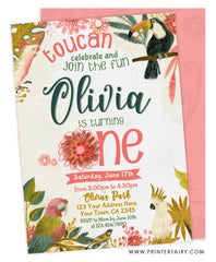 Tropical Birds First Birthday Invitation