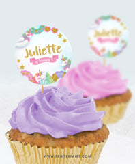 Unicorn Pool Birthday Party Toppers