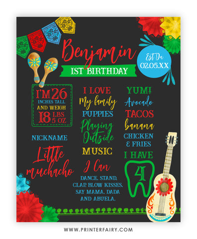 Fiesta First Birthday Party Board