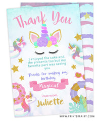 Unicorn Pool Birthday Party Thank You Card