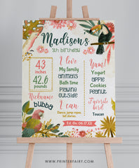 Tropical Birds First Birthday Board