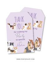 Puppy Adoption Birthday Favor Tags