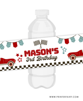 Race Car Water Bottle Labels