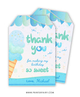 Ice Cream Birthday Party Favor Tags