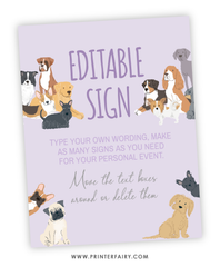 Puppy Adoption Birthday Editable Sign