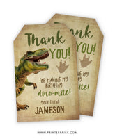 Dinosaur Three Rex Favor Tags