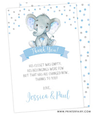 Elephant Boy Baby Shower Thank You Card