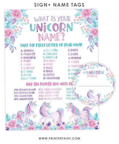 Unicorn Name Printable Game