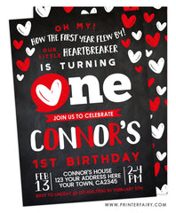 Valentine's Day First Birthday Invitation