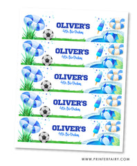 Pool & Soccer Birthday Party Bottle Label