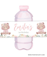 Baby Bear Floral Water Bottle Label