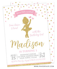 Ballerina Birthday Party Invitation