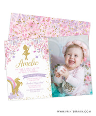 Ballerina & Unicorn Birthday Party Invitation with Photo