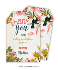 Tropical Birds Birthday Favor Tags