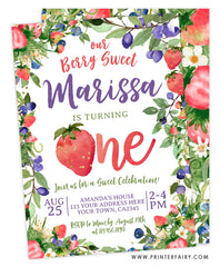Berries First Birthday Invitation