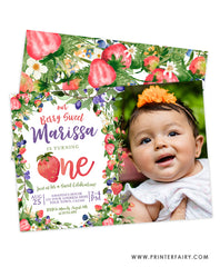 Berries First Birthday Invitation with photo
