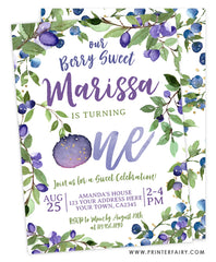 Blueberry First Birthday Invitation