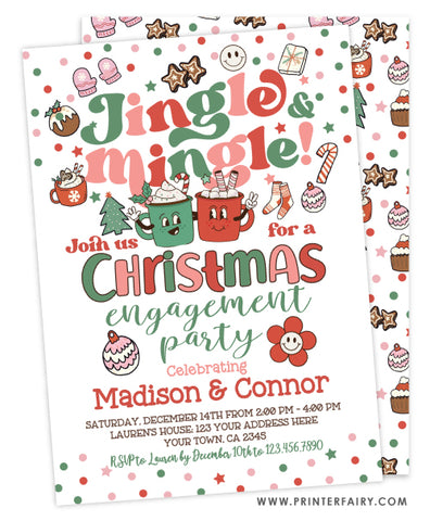 Christmas Jingle Mingle Christmas Engagement Party Invitation