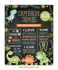 Dinosaur Birthday Milestones Board