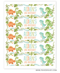 Dinosaur Water Bottle Label