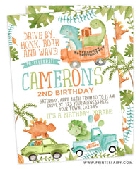 Dinosaur Drive-thru Birthday Party Invitation