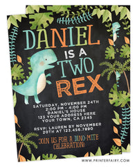 Dinosaur Two Rex Birthday Invitation