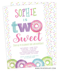 Donut Second Birthday Invitation