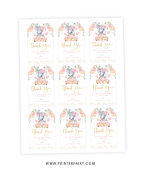 Drive By Elephant Baby Shower Favor Tag