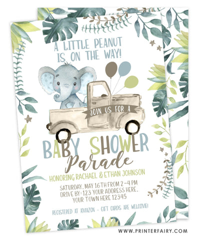 Elephant Baby Shower Parade Invitation